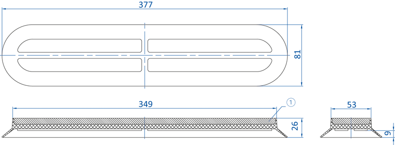 Овальная вакуумная присоска FIPA серии SOPL-S 9.370x70.022 чертеж